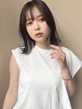 フリー(Free) ナチュラル顔まわりレイヤー暗めカラーグランマッシュ