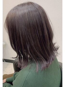 サロンドフィール(Salon de feel) ワンレン外ハネパープルダブルカラー