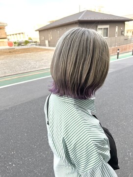 ニコア 千葉(nicoa) 外ハネボブ/グレーベージュ/裾カラー[千葉/千葉駅]