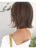 【Link】切りっぱなしボブ/ハイライト/白髪ぼかしハイライト