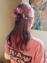 アズグロウヘアー(AS GROW HAIR)&nbsp;くびれヘアピンクカラー×ハーフアップ