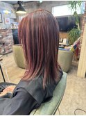 ハイライトピンクブリーチロブ10代20代30代カットカラー学割