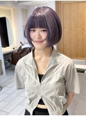 ボブ　姫カット　ブリーチ　ダブルカラー　ラベンダー