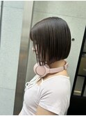 韓国顔まわりレイヤーカットグレージュオリーブベージュブラウン