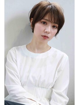 ムウ 難波(MOU) ボブクールショート前髪イメチェンピンクベージュ30代40代50代