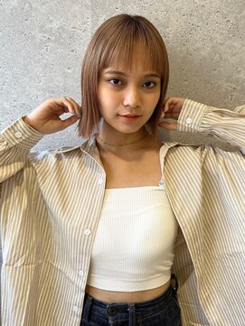 アース 三軒茶屋店(HAIR&MAKE EARTH) 三軒茶屋_レディース_切りっぱなしボブ_ミディアム_ブリーチ