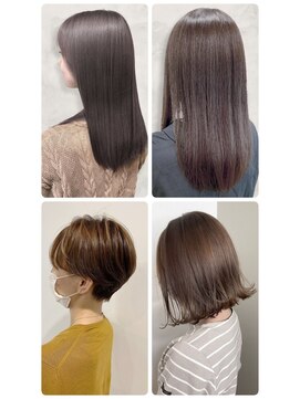 美容室フルール グレーベージュカラーダークアッシュベージュくすみカラー黒髪