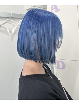 フウ(fuh) アンブレラカラー/デザインカラー/ブルー／ボブ