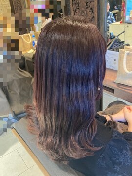 ヘアリゾート粋 ティガ 池袋店(tiga) ロングウェーブ/ダークブラウン/外はねロング