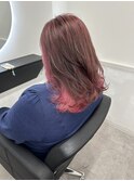 ブリーチあり　ぴんく　インナーカラー　ハイライト