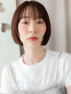 カバーヘアアンドスパ ブリス 浦和(COVER HAIR&SPA bliss) ダークブラウン切りっぱなしぱっつんボブTc3浦和20代30代