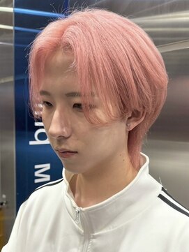 サンクマーケット 渋谷(cinq MARKET) 渋谷メンズブリーチカラーコーラルピンクアッシュセンターパート