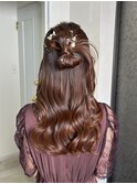 ヘアセット　アレンジ　お呼ばれヘア　ハーフアップ　福岡美容室