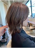 ゆるふわミディアム☆ヘーゼルブラウンくびれボブ20代～50代