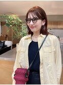 ぱつっとボブ×オレンジカラー