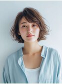 ミルクブラウン/ダークパープル/ナチュラルショート/夏/センター