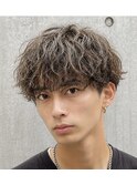 メンズツイストスパイラルパーマラウンドマッシュ