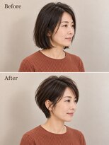 aptas 青山/表参道 白髪染め/白髪ぼかしハイライト/ボリュームアップエクステ&nbsp;40代の大人ショート｜表参道・青山