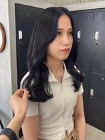 テトヘアー(teto hair) ミディアムヘア、フェイスフレーミング、ネイビー