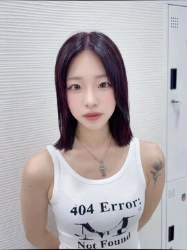 ヒョンミョン ライズバイレボ 取手店(hyon myon/RISE by REVO) 切りっぱなしボブ/ボルドーブラウン【取手/取手駅】