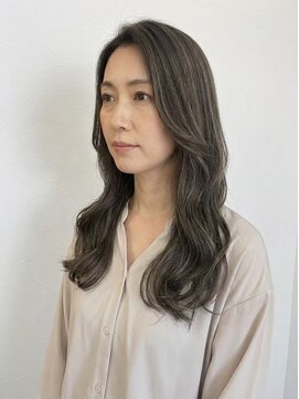 レセ 南柏店(Laissez) 大人ロングウェーブ/顔まわりレイヤー/グレージュ【レセ南柏店】