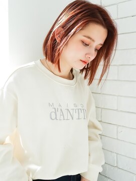 アグ ヘアー シーア 守山店(Agu hair sia) 《Agu hair》透明感★オレンジピンクボブ