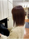 チェリーピンク切りっぱなしボブ