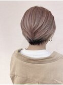 黒髪/グレーベージュ/レイヤーロング/前髪パーマ/