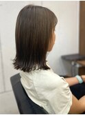 オリーブグレージュ　外ハネボブ　透明感カラー　髪質改善