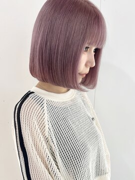 オー(OOO) 丸みボブのラベンダーピンク◯