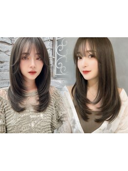 [韓国風カラーはツヤが必須]ブリーチなしで作る寒色系のくすみ色で肌トーンアップ[カラー+TR\6500][錦糸町]