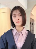 黒髪/ボブルフ/ネビージュ/小顔/ワンレン/栄/髪質改善/前髪