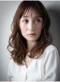 シースルーバング韓国風巻き毛先パーマふわミディu上尾30代40代