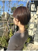 丸みショート×ベージュブラウン