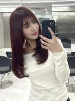 アイヴァン(AIVAN) レイヤーカットロング ワインレッド ボルドーカラー 韓国 i