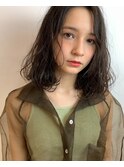 ベージュ ミルクティーベージュ ボブ &nbsp;黒髪 デジタルパーマ