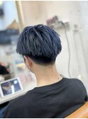 アッシュ/ネイビーブルー/ブリーチ/刈り上げマッシュ/池袋東口