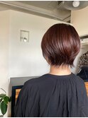 大人かわいい外ハネショートボブ 秋の赤み艶カラー#1