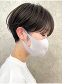 ショートカットくびれショート前下がりボブベージュカラー40代●