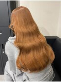 12845オレンジベージュ姫カットレイヤー韓国くすみベージュ