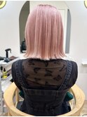 say.イメチェン外ハネ美髪ワイドバングピンクベージュブリーチ