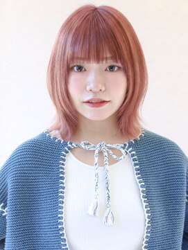 ガリカ 両国(Gallica) 前髪ありミディボブにローズピンクベージュ