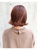 オレンジ系ボブ