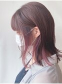 【morio原宿】ミディアムヘア　インナーカラーピンク