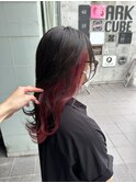 チェリーレッドダブルカラーインナーカラーイヤリングカラー韓国