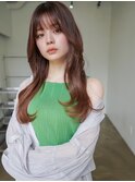 ヌーディベージュ×韓国風くびれヘア