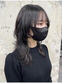 ロングトウルフカット/韓国風ウルフヘア/顔周りレイヤーカット