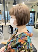 切りっぱなしボブ/刈り上げボブ/ショートボブ/ベージュ/髪質改善