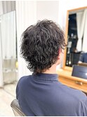【メンズ★大名】波巻きパーマ×マッシュウルフスタイル×束感