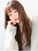 重めバング×ロングレイヤー♪モカブラウンで秋冬映えカラー◎